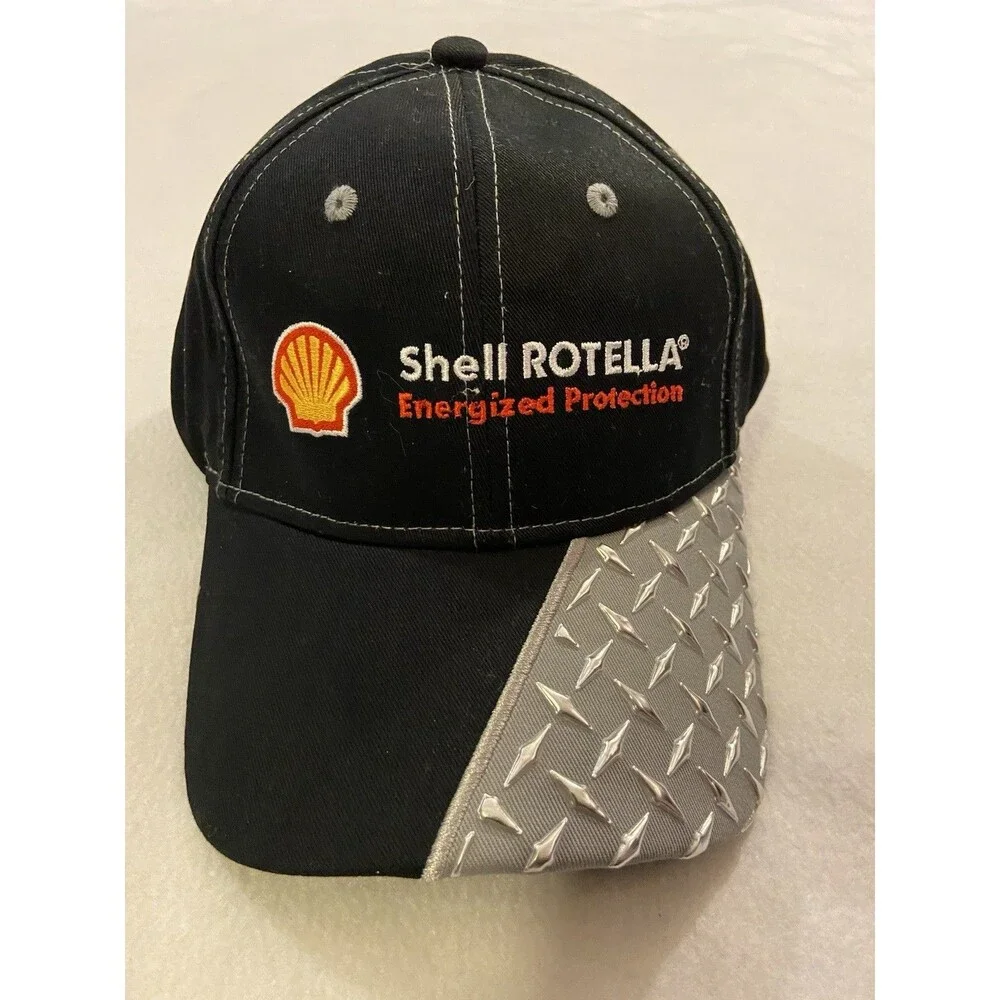 Shell Rotella Hat Men’s One Size Black Cap Cotton Metallic Coleen NEW